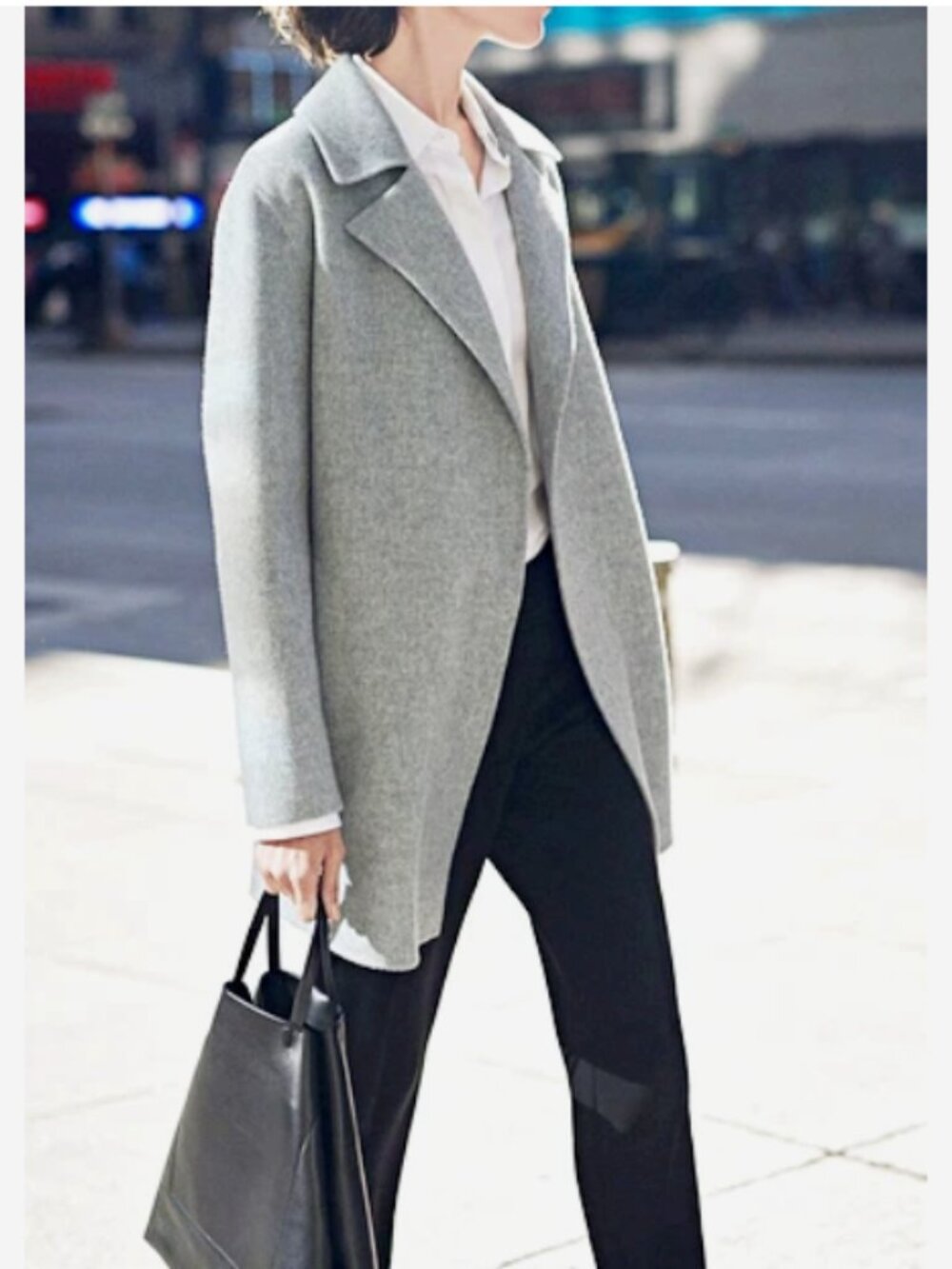 THEORY WOMENS MELANGE GREY SILEENA WOOL COAT SMALL